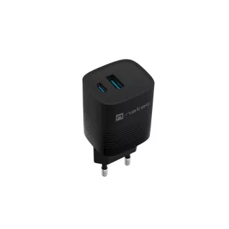 Univerzalni polnilec USB Natec RIBERA GaN 30 W, 1X USB-A, 1X USB-C, črn