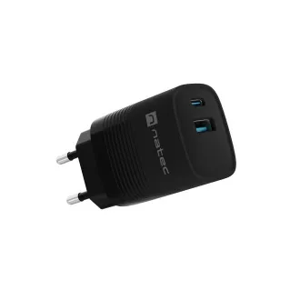 Univerzalni polnilec USB Natec RIBERA GaN 30 W, 1X USB-A, 1X USB-C, črn