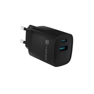 Univerzalni polnilec USB Natec RIBERA GaN 30 W, 1X USB-A, 1X USB-C, črn