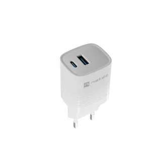 Univerzalni polnilec USB Natec RIBERA GaN 30W, 1X USB-A, 1X USB-C, bel