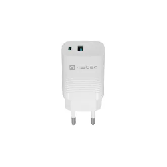 Univerzalni polnilec USB Natec RIBERA GaN 30W, 1X USB-A, 1X USB-C, bel