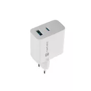 Univerzalni polnilec USB Natec RIBERA GaN 45W, 1X USB-A, 1X USB-C, bel