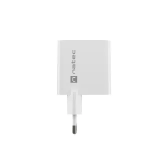 Univerzalni polnilec USB Natec RIBERA GaN 45W, 1X USB-A, 1X USB-C, bel