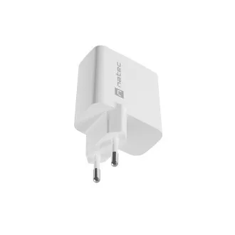 Univerzalni polnilec USB Natec RIBERA GaN 45W, 1X USB-A, 1X USB-C, bel