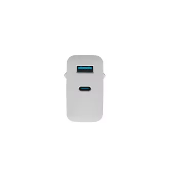 Univerzalni polnilec USB Natec RIBERA GaN 45W, 1X USB-A, 1X USB-C, bel