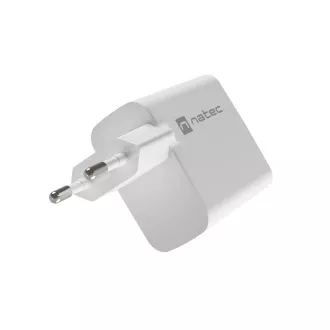 Univerzalni polnilec USB Natec RIBERA GaN 45W, 1X USB-A, 1X USB-C, bel