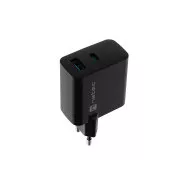Univerzalni polnilec USB Natec RIBERA GaN 45W, 1X USB-A, 1X USB-C, črn
