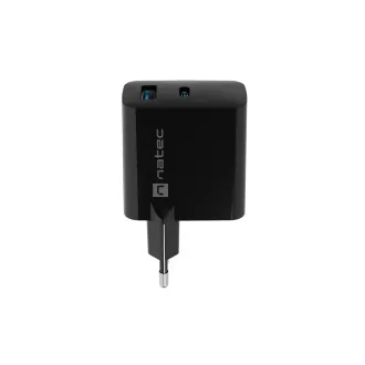 Univerzalni polnilec USB Natec RIBERA GaN 45W, 1X USB-A, 1X USB-C, črn