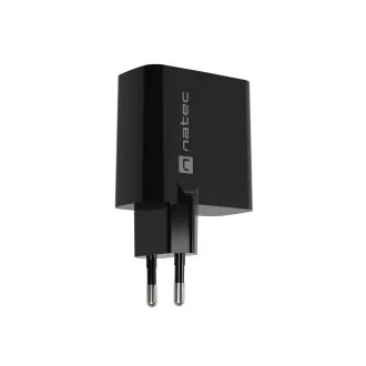 Univerzalni polnilec USB Natec RIBERA GaN 45W, 1X USB-A, 1X USB-C, črn