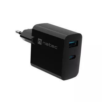 Univerzalni polnilec USB Natec RIBERA GaN 45W, 1X USB-A, 1X USB-C, črn