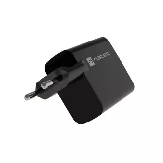 Univerzalni polnilec USB Natec RIBERA GaN 45W, 1X USB-A, 1X USB-C, črn