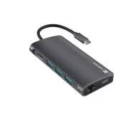 Natec večportni adapter FOWLER 2 3X USB 3.0 HUB, HDMI 4K, USB-C, RJ45, SD, MICRO SD