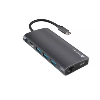 Natec večportni adapter FOWLER 2 3X USB 3.0 HUB, HDMI 4K, USB-C, RJ45, SD, MICRO SD