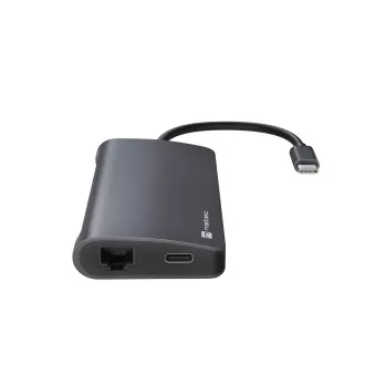 Natec večportni adapter FOWLER 2 3X USB 3.0 HUB, HDMI 4K, USB-C, RJ45, SD, MICRO SD