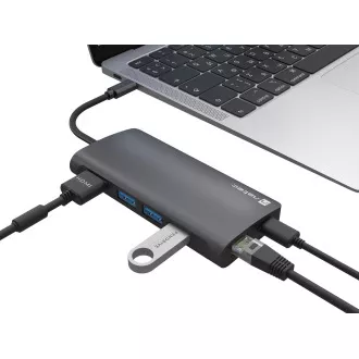 Natec večportni adapter FOWLER 2 3X USB 3.0 HUB, HDMI 4K, USB-C, RJ45, SD, MICRO SD