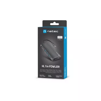Natec večportni adapter FOWLER 2 3X USB 3.0 HUB, HDMI 4K, USB-C, RJ45, SD, MICRO SD