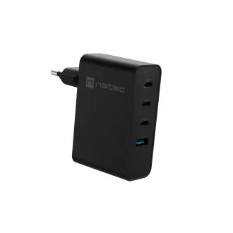 Univerzalni polnilec USB Natec GaN 100W, 3x USB-C, 1x USB-A, črn
