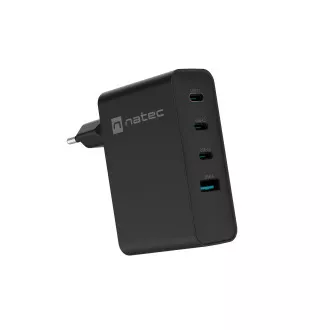 Univerzalni polnilec USB Natec GaN 100W, 3x USB-C, 1x USB-A, črn