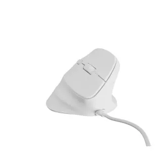 Natec CRAKE 2 PRO Vertikalna miška/Vertikalna/Optična/Desna/12 400 DPI/Brezžični USB-A/Bela