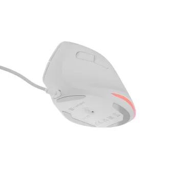 Natec CRAKE 2 PRO Vertikalna miška/Vertikalna/Optična/Desna/12 400 DPI/Brezžični USB-A/Bela