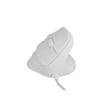 Natec CRAKE 2 PRO Vertikalna miška/Vertikalna/Optična/Desna/12 400 DPI/Brezžični USB-A/Bela