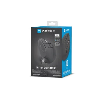 Vertikalna brezžična miška Natec EUPHONIE PRO/Vertikalna/Blue Sense/Za desničarje/2 400 DPI/USB BT/Črna Vertikalna brezžična miška Natec EUPHONIE PRO/Vertikalna/Blue Sense/Za desničarje/2 400 DPI/USB BT/Črna