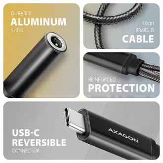 AXAGON ADA-HCPD, USB-C na 3,5-milimetrski priključek - avdio adapter DAC visoke ločljivosti, 384 kHz/32 bitov, stereo, PD 60W 3A