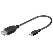 PremCord USB kabelska redukcija A/fem-MicroUSB/male20cmOTG