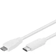 PremiumCord USB-C/male - USB 2.0 Micro-B/Male, bel, 0,6 m