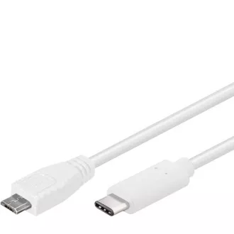 PremiumCord USB-C/male - USB 2.0 Micro-B/Male, bel, 0,6 m