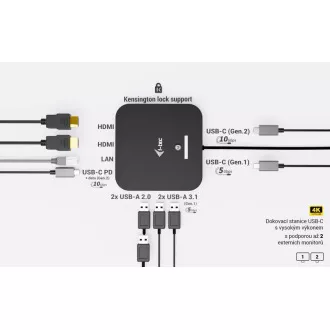 i-tec USB-C Dual HDMI Docking Station s Power Delivery 100W   i-tec Universal Charger 100W