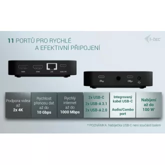 i-tec USB-C Dual HDMI Docking Station s Power Delivery 100W   i-tec Universal Charger 100W