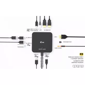 i-tec USB-C DP Dual HDMI Docking Station, Power Delivery 100W   i-tec Universal Charger 100W