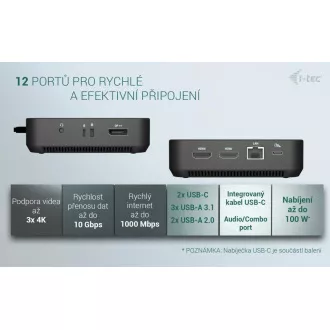 i-tec USB-C DP Dual HDMI Docking Station, Power Delivery 100W   i-tec Universal Charger 100W