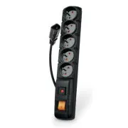 Acar F5 IEC 5m kabel, 5 vtičnic, prenapetostna zaščita, C14 za UPS, črna