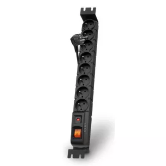 Acar S8 FA Rack 3m kabel, 8 vtičnic, prenapetostna zaščita, za rack, črna