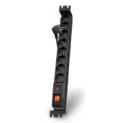 Acar S8 FA Rack 1,5-metrski kabel, 8 vtičnic, prenapetostna zaščita, za rack, črna