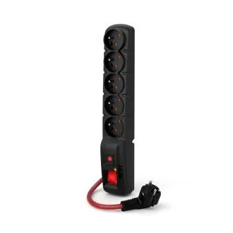 Acar F5 10m kabel, 5 vtičnic, prenapetostna zaščita, max. tok 16A, črna Acar F5 10m kabel, 5 vtičnic, prenapetostna zaščita, max. tok 16A, črna