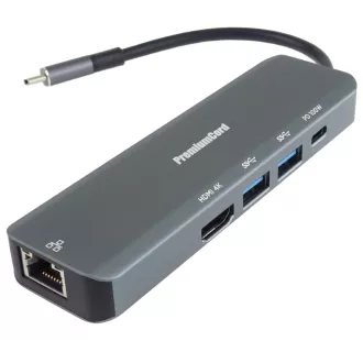 PremiumCord USB-C s HDMI, 2x USB3.2, PD 100W, RJ45