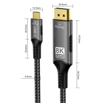 PremiumCord USB-C na DP 1.4, 2 m