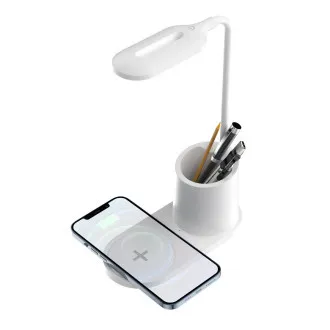 Platinet PDL1930W 3W namizna svetilka LED z možnostjo zatemnitve, brezžično polnjenje, bela Platinet PDL1930W 3W namizna svetilka LED z možnostjo zatemnitve, brezžično polnjenje, bela