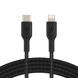 BELKIN pleteni kabel USB-C - Lightning, 1 m, črn