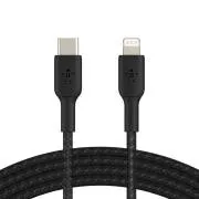 BELKIN pleteni kabel USB-C - Lightning, 1 m, črn