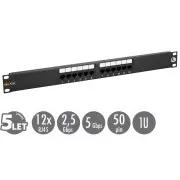 19" Solarixova povezovalna plošča 12 x RJ45 CAT5E UTP 150 MHz črna 1U SX12-5E-UTP-BK