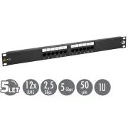 19" Solarixova povezovalna plošča 12 x RJ45 CAT5E UTP 150 MHz črna 1U SX12-5E-UTP-BK