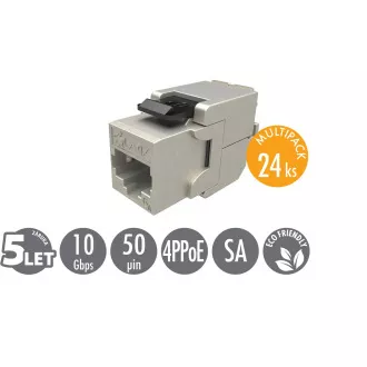 MULTIPACK 24 kosov - samorezalni nastavek Solarix CAT6A STP SXKJ-10G-STP-BK-SA Raven komponente in 4PPoE