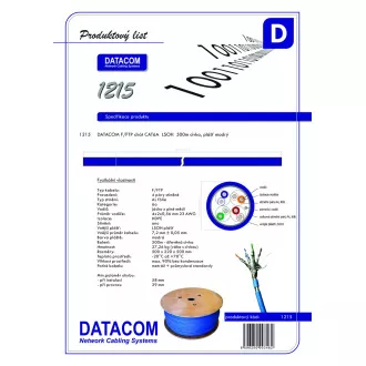 DATACOM F/FTP žica CAT6A Eca LSOH 500m tuljava modra