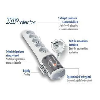 Razdelilna plošča ACAR XProtector/3m 5x220V bela Razdelilna plošča ACAR XProtector/3m 5x220V bela