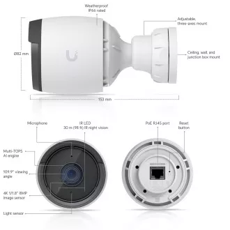 Ubiquiti UVC-G6-Bullet-W - UniFi Protect G6 Bullet, bela