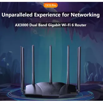 Tenda TX12 Pro AX3000 WiFi6 Router, 1x GWAN, 3x GLAN, IPv6, 5x 6dBi, WPA3, Mesh, CZ app